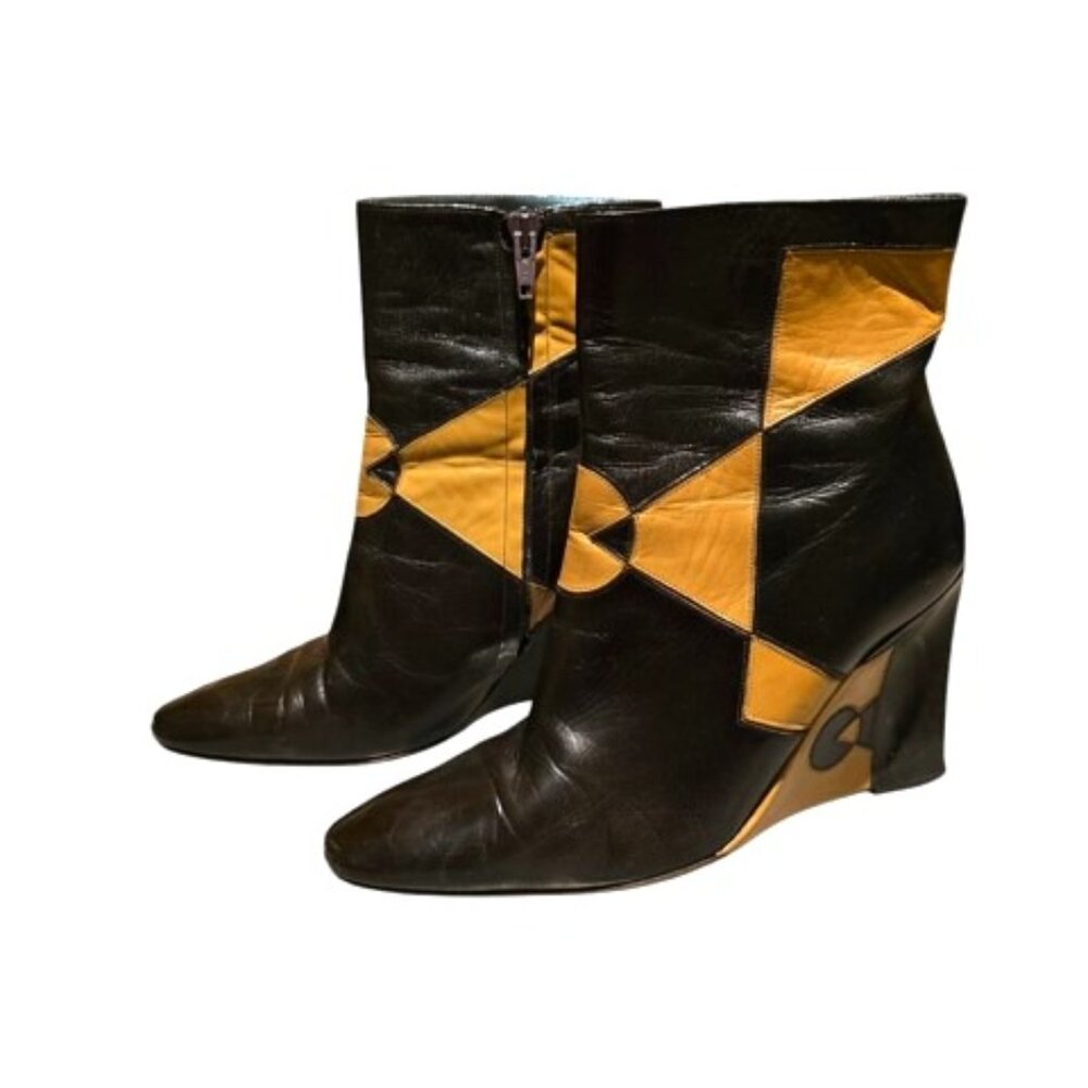 Fendi Wedge Leather Ankle Boots